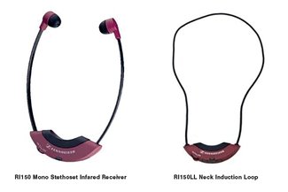 On the left - Sennheiser RI 150 mono stethoset infrared receiver, on the right - Sennheiser RI 150 LL mono receiver with neck induction loop