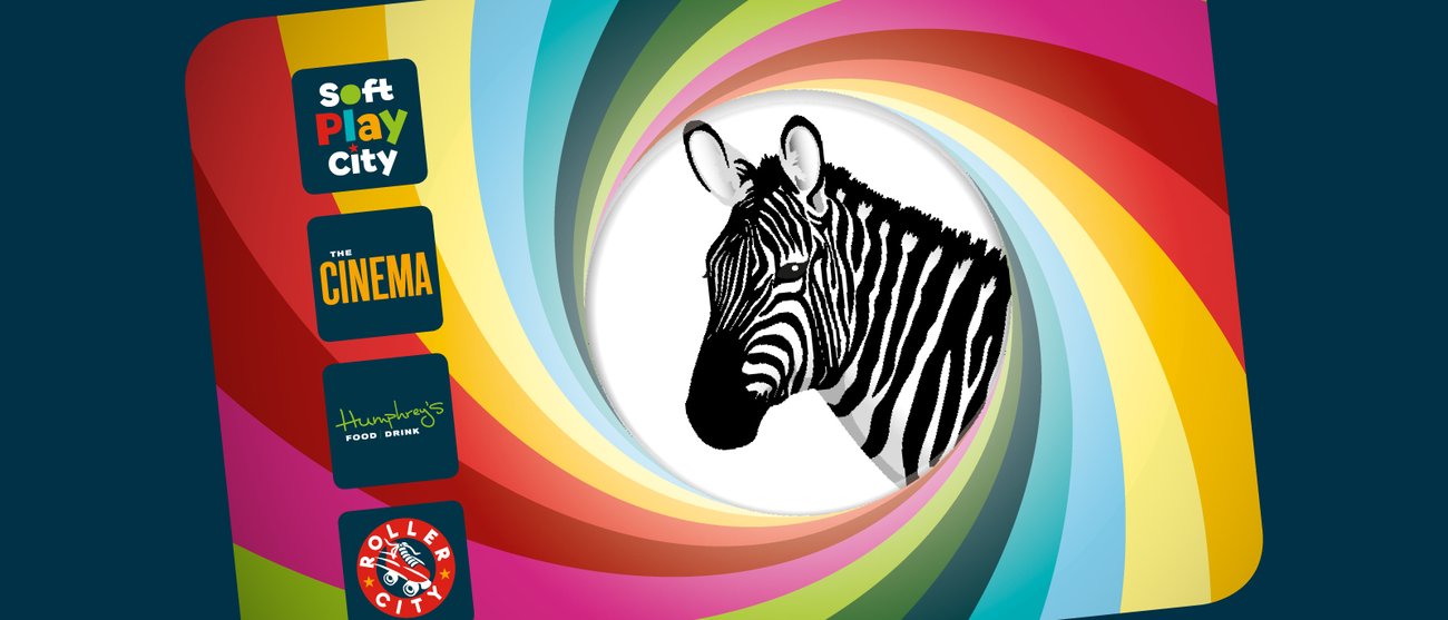 Zebra Discount card with four venue logos